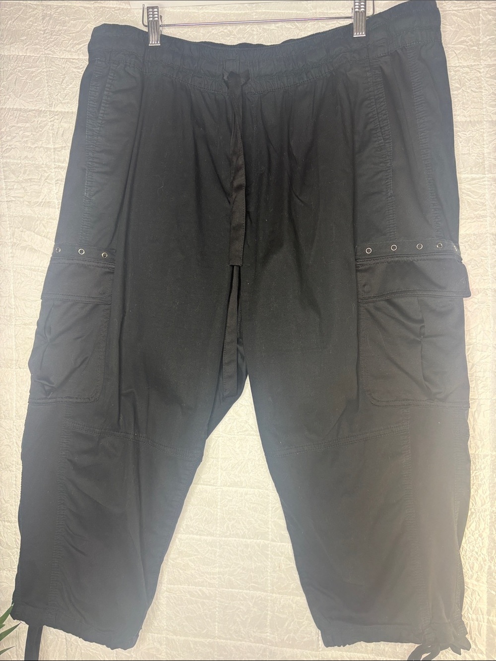 Lane Bryant Women’s Black Cargo Jogger Pants Elastic Waist Utility Plus Size
